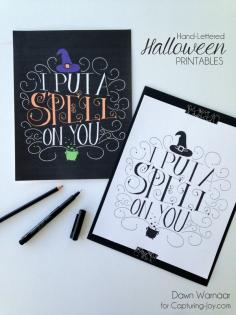 Hand-Lettered Halloween Printable for your mantel or home decoration in the fall #diy | Dawn Warnaar for Capturing-Joy.com