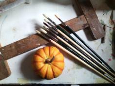 Pumpkin on my easel makes me happy!