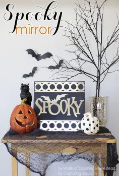 Super easy tutorial to make this "Spooky Mirror"! #halloween #diy