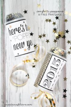 
                    
                        DIY Confetti Poppers to help ring in the new year!  Includes free printable available at createcraftlove.com!
                    
                