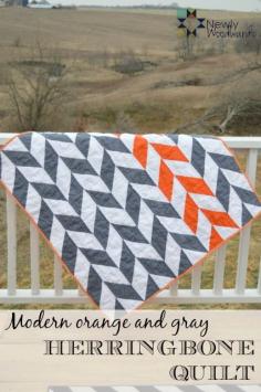 
                    
                        Make your own orange and gray herringbone quilt.
                    
                