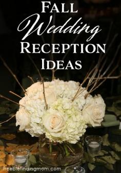 
                    
                        Fall Wedding Reception Ideas - Getting married on a budget may seem daunting but it can be done. These frugal fall wedding tips for centerpieces, party favors, the cake, table settings and more are guaranteed to inspire you.
                    
                