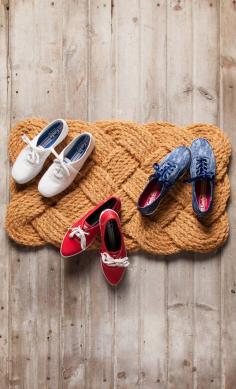 
                    
                        Knotted rug, DIY idea, cool rug, floor essentials, summer shoes, easy to tie, easy to wash, beach house, Cape Cod
                    
                