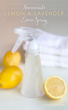 
                    
                        Homemade Lemon & Lavender Linen Spray. LivingLocurto.com
                    
                