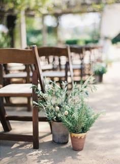 
                    
                        For an easy and inexpensive idea, decorate the aisle with a pair of potted plants or fresh herbs | Brides.com
                    
                