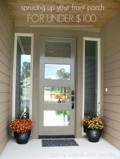 
                    
                        Great tips for Sprucing Up A Front Porch On A Budget - Beautiful front door pots don’t have to cost an arm and a leg and I’m going to show you a few of my tricks. | Design, Dining and Diapers
                    
                