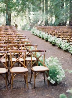 
                    
                        Wood boxed with Queen Anne's lace complement this woodland ceremony | Brides.com
                    
                