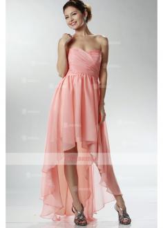 Sheath/Column Sweetheart Zipper High-Low Chiffon Sleeveless Bridesmaid Dresses