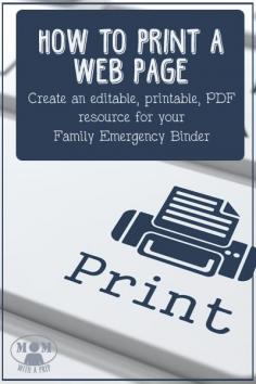 
                    
                        Wish you could print out a page of information to add to your Family Emergency Binder....but want to edit it? Let me show you how to create a printable, editable PDF resource page from ANY web page for free!
                    
                