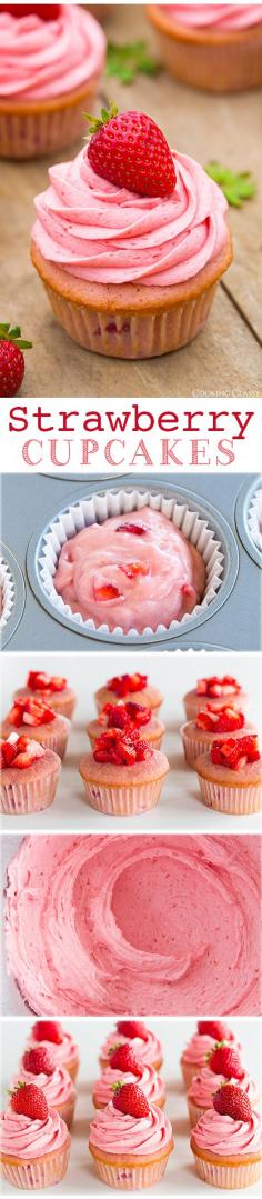
                    
                        Strawberry Cupcakes with Strawberry Buttercream Frosting - the BEST strawberry cupcakes EVER! All from scratch and loaded with strawberry flavor.
                    
                