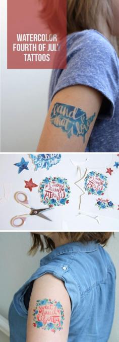 
                    
                        Make your own temporary tattoos for the fourth of july! Pretty watercolor designs. Click through to download the printable file.
                    
                