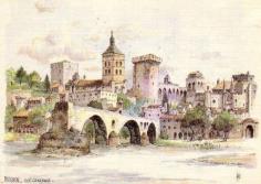 
                    
                        View of Avignon, the City of Popes~ watercolor by Robert Lepine ~ Vue générale d’Avignon. Aquarelle de Robert Lépine
                    
                