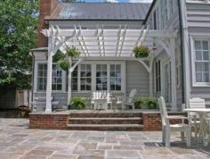 
                    
                        Bluestone patio design, two levels, with pergola. Find out more about this patio featured on TV.
                    
                