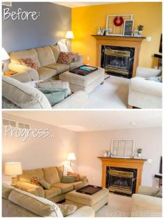
                    
                        Living room gray paint makeover - before and "after"
                    
                