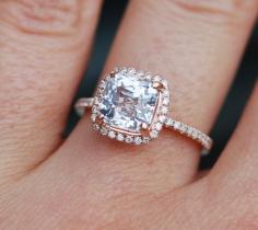 
                    
                        White sapphire engagement ring 14k rose gold by EidelPrecious
                    
                