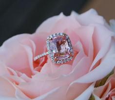 
                    
                        3.1ct Cushion Peach sapphire Champagne sapphire 14k rose gold diamond ring engagement ring. $3,500.00, via Etsy.
                    
                
