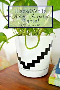 
                    
                        Black and White Kilim Inspired Planter - the easiest boring planter upgrade ever!
                    
                