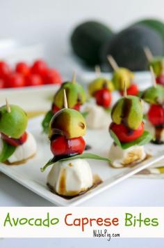 
                    
                        Avocado Caprese Bites using Beautiful California Avocados.
                    
                