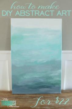 
                    
                        Gorgeous blue waters have the makings of an expensive abstract art piece, but it's not! It's a quick DIY project with just paint and a canvas! Less than $22 for custom, gorgeous art in your home. | Tutorial at TheTurquoiseHome.com
                    
                