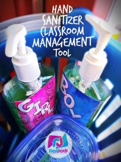
                    
                        Manage bathroom time with hand sanitizer bottles and FREE labels - easy peasy!:
                    
                