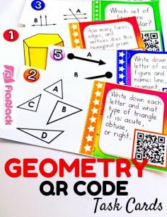 
                        
                            4th Grade GEOMETRY QR Code Task Cards - Students will have self-checking, technology fun while practicing 4th grade geometry skills (common core aligned). There are 24 QR code task cards and an answer key and recording sheet are also provided. $
                        
                    