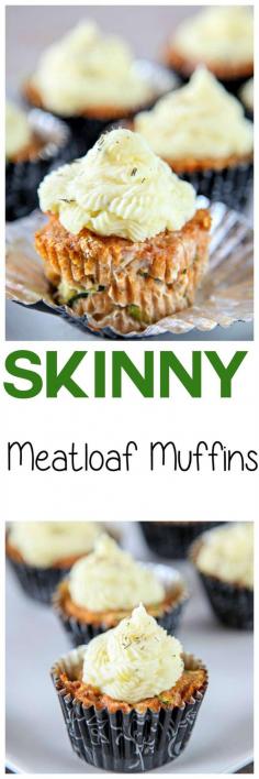 
                        
                            Turkey Meatloaf Muffins: Tender and flavorful meatloaf cupcakes topped with garlic thyme mashed potato “frosting”.
                        
                    
