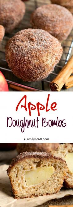
                    
                        Apple Doughnut Bombs - Light and delicious apple cinnamon topped doughnuts with a sweet apple surprise inside!
                    
                