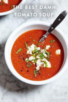 
                        
                            Tomato soup does not have to be bland.  It's time to stop settling -- especially for the stuff in a can.  This recipe has one key step that ensures a pot of rich, flavourful soup.  Hint:  Roasting is involved!  And as always, eating a bowl with a side of grilled cheese is encouraged!
                        
                    