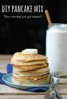
                    
                        Avoid the wonky ingredients found in store-bought baking mix with this DIY homemade pancake mix. Breakfast just got easier!
                    
                