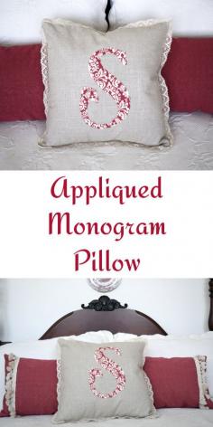 
                    
                        Appliqued Monogram Pillow at www.NourishandNes...
                    
                
