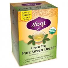 Simply Decaf Green TeaGreen Tea, with its simply delicious flavor, has enjoyed a long and noble history. In Asia, generations have held in high esteem the enchanting essence and intoxicating aroma if this special brew. Over 4,500 years ago, Chinese physicians prescribed green tea as an effective health aid and natural path to vitality and longevity, touting its refreshing taste and astounding health benefits. With six times the amount of antioxidants as black tea, green tea is a gently delicious way to prevent the accumulation of free radicals in your system, prolonging youthfulness while counteracting the effects of the sun and pollutants. Today, we practice the same ancient wisdom of using only the finest organic tea leaves combined with minimal plant processing to preserve the optimal health benefits and superior flavor of pure green tea. Our CO2 decaffeination method removes only the caffeine, leaving all the beneficial elements of green tea intact. Experience the age-old tradition of this life-enhancing tea with our Simply Decaf Green Tea. The delicate medley of organic green leaves from India, China, and Sri Lanka is perfectly blended and wonderfully balanced with the healing wisdom of the past. Organic CareYogi Tea is committed to providing the finest quality teas, sourcing our organic herbs and spices from small farms, and tracking each ingredient from seed to cup. To ensure the purity, quality and perfect flavor of your tea, they heat-seal each tea bag and cello-wrap each box.