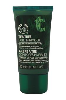 The Body Shop Difference: Using The Body Shop Tea Tree Pore Minimizer, pores look smaller and skin feels purer. It smoothes, primes and instantly mattifies. Minimizes the appearance of pores Matifies for a shine-free finish Leaves skin feeling fresh and pure Ideal base for make-up The Body Shop's Community Fair Trade organic tea tree oil comes from the foothills of Mount Kenya. Tea tree leaves are picked by hand and steam-distilled to release the oil. The Body Shop's trade with the Kenya Organic Oil Farmers Association encourages sustainable and organic farming methods which help to preserve the area's natural biodiversity. Vegetarian. Not tested on animals. Contains Community Fair Trade ingredients. (1.0 oz)