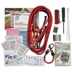 The Lifeline AAA Traveler Road Emergency Kit have a double sided carry bag that makes for easy access. This car emergency kit helps keep your tools organized. Emergency kit includes a heavy-duty 8 gauge, 10 foot jumper cables that exceed the industry norm in quality and length. An important feature when the time comes to use your cables. Also, comes with a 9 LED flashlight. The Travelers 2-in-1 screwdriver, duct tape and the AAA accident forms and guidelines plus much more in this auto safety kit.