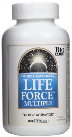 Source Naturals Life Force Multiple Energy Activator - 180 Tablets Source Naturals Life Force Multiple Energy Activatoris is the most complete daily formula available. Source Naturals Life Force Multiple Energy Activator is scientifically Bio-Aligned to deliver essential cellular energy and balance to vital systems and organs. For lifelong support to your brain, skin, eyes, immune, circulatory, antioxidant and energy systems, take Source Naturals Life Force Multiple Energy Activator - and join the Wellness Revolution of preventive health care. Source Naturals Life Force Multiple Energy Activator Addresses the Following Body SystemsEnergyEvery second of our lives, billions of biochemical reactions are taking place in our bodies. New molecules are produced and spent as old ones are broken down and disposed of. Our metabolism is a massive, complex, yet perfectly orchestrated system of energy that enables us to survive and thrive. In almost every chemical reaction in the body, a spark is needed to energize the reaction. This spark is provided by adenosine tri-phosphate (ATP), the energy molecule. It is fundamental to our physiology. Amazingly, the body must produce half its own weight in ATP every day. It is a wise life strategy to give ATP production all the help we can. If this system is not working well we may feel tired and fatigued and our health may be affected. Within each cell there are typically 1,000-2,000 mitochondria. This organelle is the site of three connected, complex, multi-stage biochemical processes - the Glycolytic cycle, the Krebs cycle, and the Electron Transport chain - these produce ATP. Carbohydrates, fats and proteins are digested and enter the energy cycle to manufacture ATP. This requires a huge reserve of nutrients including B-vitamins, alpha-lipoic acid, CoQ10, and Acetyl L-Carnitine. Sugar RegulationOur modern, on the go diet of processed, unnatural junk foods is overwhelming our bodies.