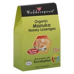 Wedderspoon Organic Manuka Honey Lozenges Bee Propolis with Eucalyptus Description: No Added Glucose 15+ OMA Ginger is one of Nature s potent anti-viral herbs, containing nearly a dozen antiviral compounds. Ginger serves many benefits, such as being a pain reliever, antiseptic and antioxidant, which makes it invaluable for preventing and treating colds, sore throats and inflammation of the mucus membranes. Furthermore, it is mighty tasty! Echinacea is a herb that has been used by the Aboriginal people for hundreds of years due to its broad-spectrum benefits. It increases levels of properdin, a chemical that activates the parts of the immune system responsible for increasing defense mechanisms against viruses and bacteria attacks. Our classic, old-fashioned recipe was developed in the 1950's and has withstood the test of time. Our lozenges are still made today with the simplest, authentic natural ingredients. Free Of Glucose, dairy, gluten, wheat, egg. Disclaimer These statements have not been evaluated by the FDA. These products are not intended to diagnose, treat, cure, or prevent any disease.(Note: This Product Description Is Informational Only. Always Check The Actual Product Label In Your Possession For The Most Accurate Ingredient Information Before Use. For Any Health Or Dietary Related Matter Always Consult Your Doctor Before Use.) Ingredients: Nutrient Facts Serving Size: 2 Lozenges Servings Per Container: About 10 Amt Per Serving% Daily Value Calories50* Total Fat0 g0% Sodium0.2 mg0% Total Carbohydrates12 g4% Sugars11 g* Protein0 g0% *Daily value not established. Other Ingredients: Organic cane sugar, organic manuka honey, organic rice syrup, eucalyptus oil, menthol crystals, propolis.