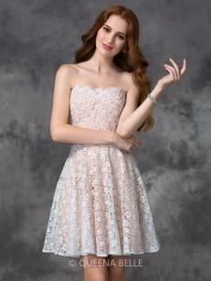A-line/Princess Sleeveless Sweetheart Lace Short/Mini Cocktail Dresses