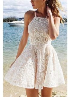 $99 Elegant A-Line Lace Homecoming Dresses | 2018 Halter Short Hoco Dress