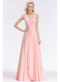 Elegante Rosa Brautjungfernkleider Günstig Chiffon Etuikleider Online