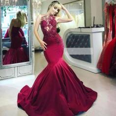 Elegante Abendkleider Lang Rot | Abendmoden mit Spitze Online