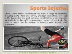Sports injury rehabilitation we treat a range of conditions including acute stain and sprain, shoulder dislocation, foot and ankle dysfunction and post operative rehabilitation.