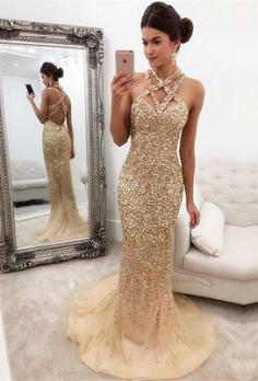 Luxus Abendkleider Lang Gunstig | Abendkleid Gold Online 