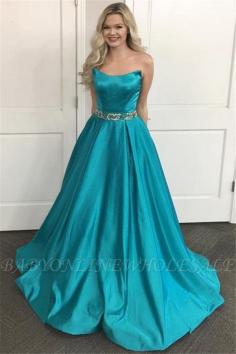Simple Applique Shining Sequin Strapless Prom Dresses | Sleeveless Sexy Affodable Evening Dresses | www.babyonlinewholesale.com