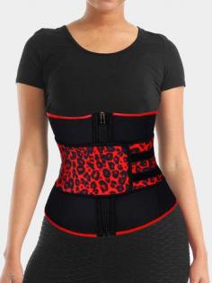 FeelinGirl Black Red 9 Steel Boned Large Size Waist Trainer Punching Latex - FeelinGirl