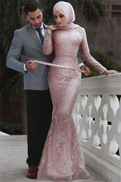 Pink Detachable Long-Sleeves Prom Dresses | Cheap Appliques Lace Mermaid Evening Gowns | Babyonlinewholesale