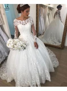 Elegante Brautkleider mit Ärmel | Spitze Hochzeitskleider Prinzessin