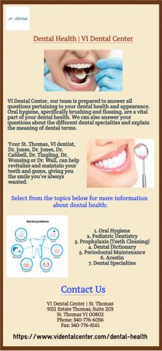 At VI Dental Center, our team is prepared to answer all questions pertaining to your dental health and appearance. Oral hygiene, specifically brushing and flossing, are a vital part of your dental health.