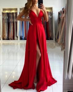 Abendkleider Lang Rot | Schlichtes Abendkleid GÃ¼nstig Online