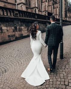 Designer Hochzeitskleider Meerjungfrau | Brautkleid mit Ãrmel