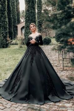 Prinzessin Hochzeitskleider Schwarz | Brautkleider mit Ãrmel