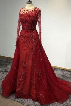 Designer Abendkleider Lang Rot | Abiballkleider Mit Glitzer